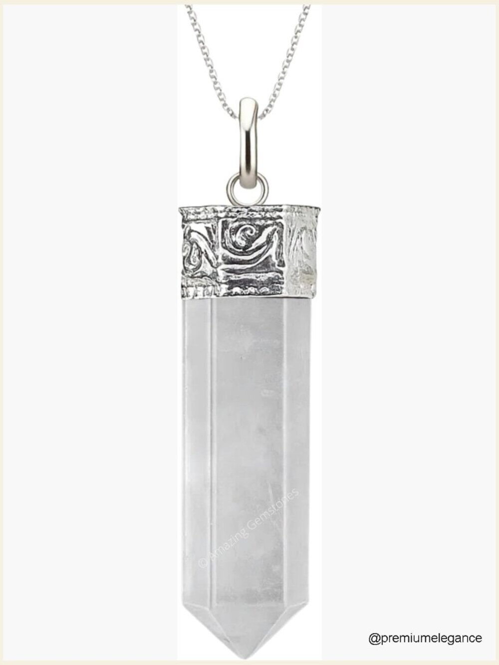 Clear Quartz Crystal Point Pendant Necklace with Adjustable Cord